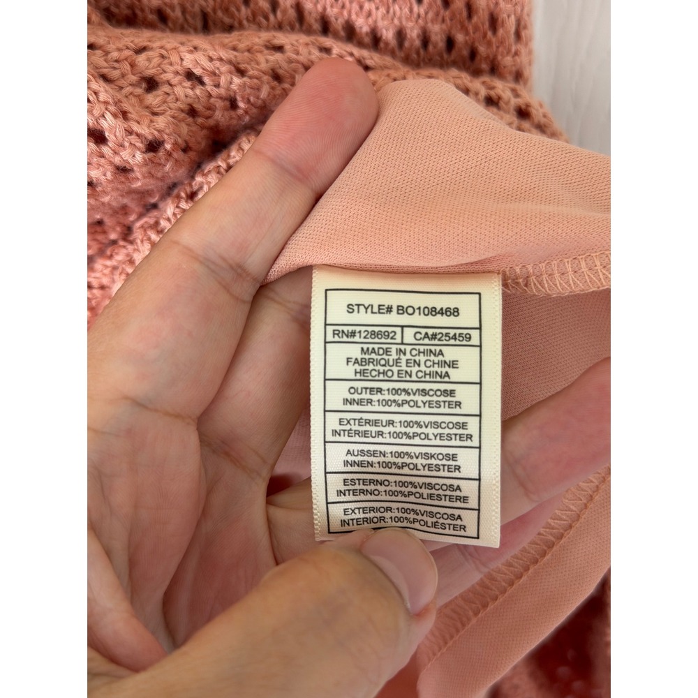 Steve Madden Crochet Mini Dress Coral Peach Sleeveless Lined Size M NEW - Picture 6 of 6